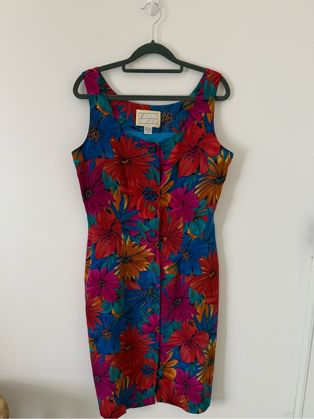 VINTAGE 80s Spenser Jeremy Tropical Floral Sheath Dress